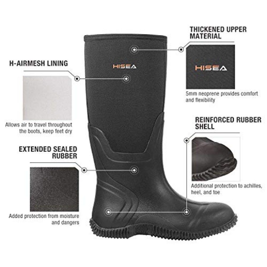 Sepatu Bot Hujan Pria HISEA, S - Outdoor Hunting Boots For Men ulasan dan harga